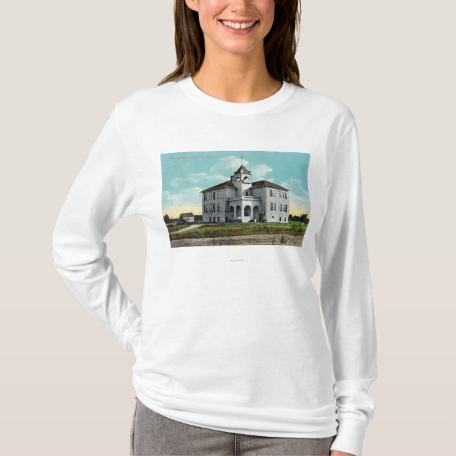 Camiseta Vista exterior de la escuela secundaria (Anverso)