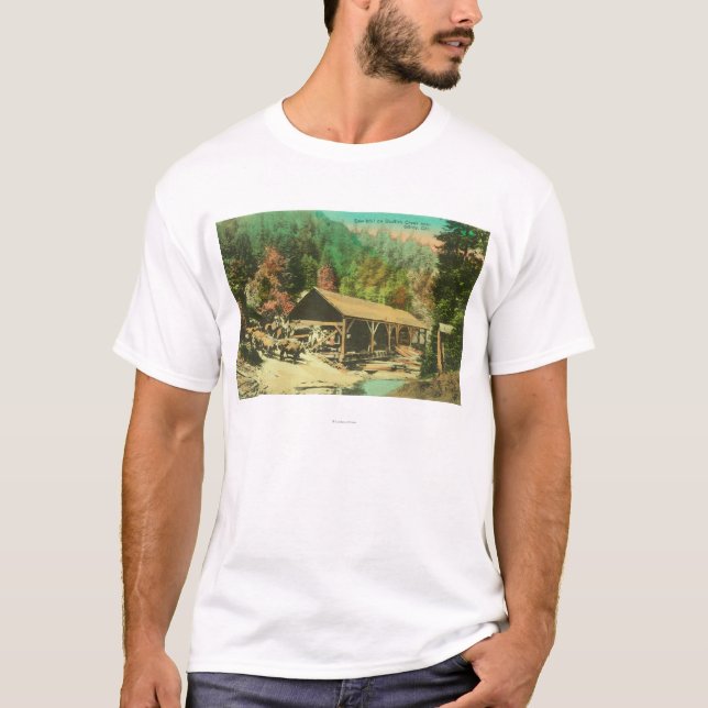 Camiseta Vista exterior de la serrería en la cala de (Anverso)