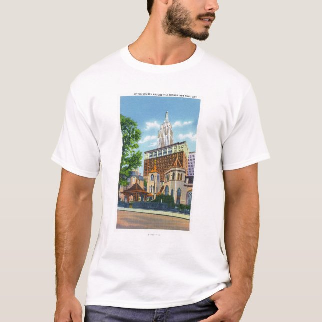 Camiseta Vista exterior de poca iglesia alrededor del (Anverso)