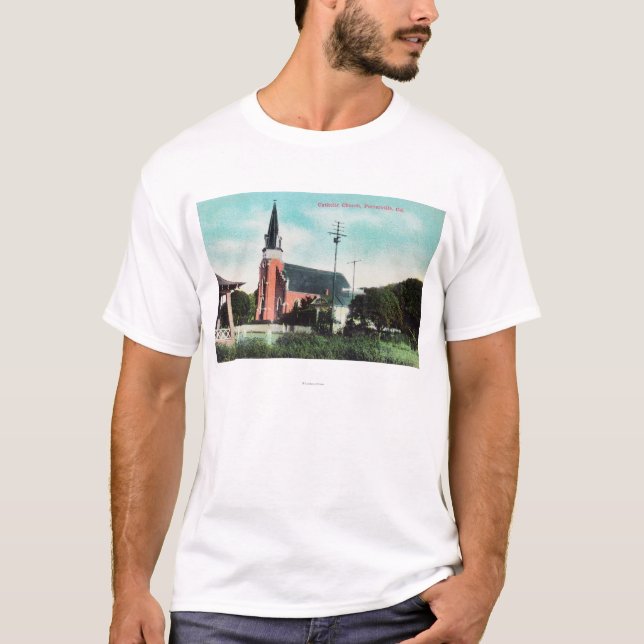 Camiseta Vista exterior de una iglesia católica