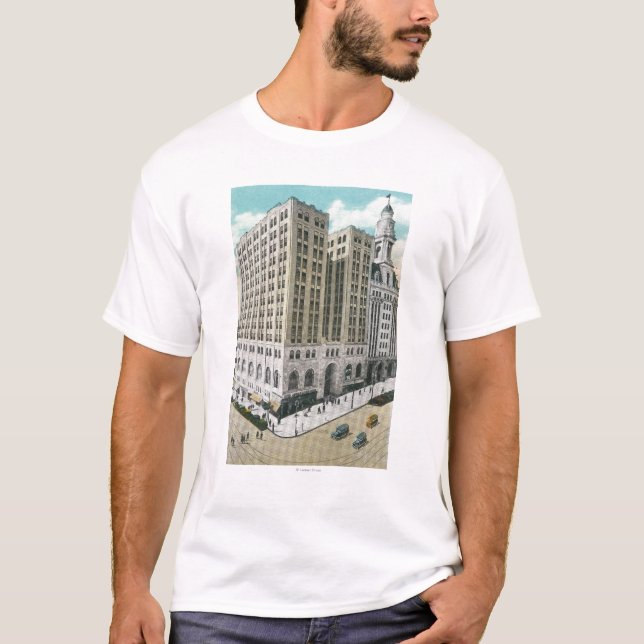 Camiseta Vista exterior del banco de ahorros nacional (Anverso)