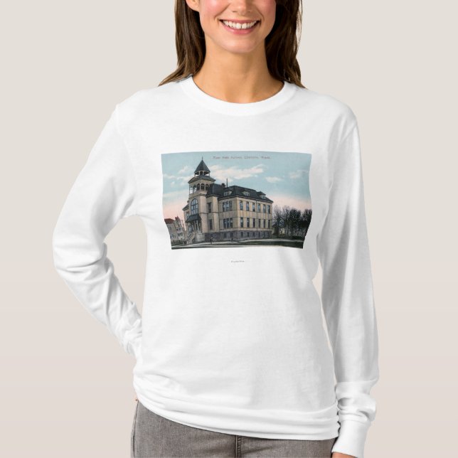 Camiseta Vista exterior del edificio de la escuela de la (Anverso)