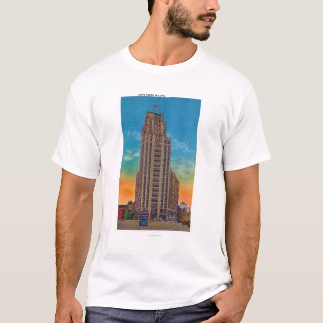 Camiseta Vista exterior del edificio de la torre del estado (Anverso)