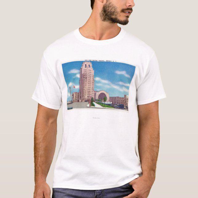 Camiseta Vista exterior del edificio del terminal central (Anverso)