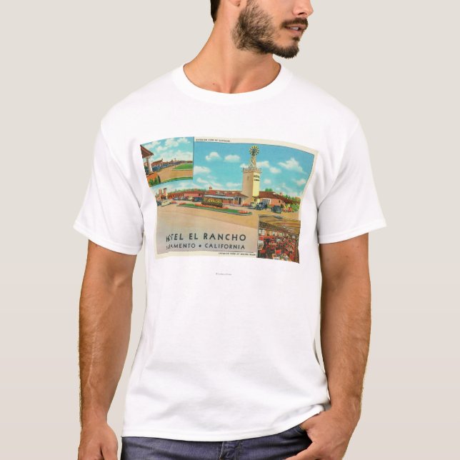 Camiseta Vista exterior del EL Rancho del hotel (Anverso)