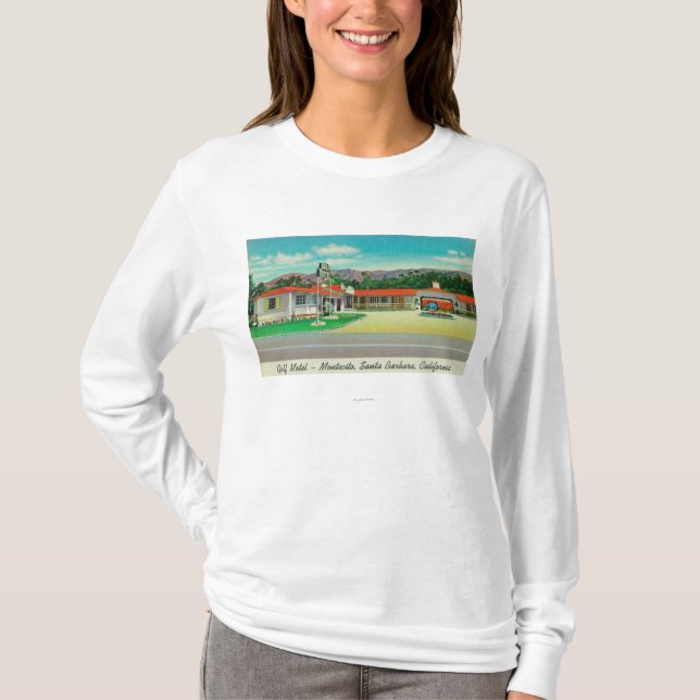 Camiseta Vista exterior del motel del golf, Montecito (Anverso)