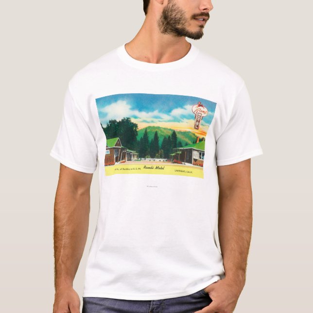 Camiseta Vista exterior del Rambi MotelLakehead, CA (Anverso)
