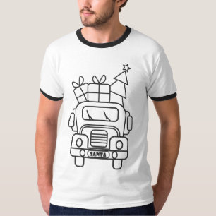Camiseta Vista frontal del camión de Navidades de esquema