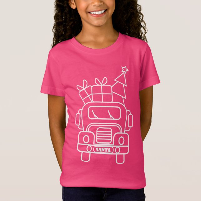 Camiseta Vista frontal del camión de Navidades de esquema (Anverso)