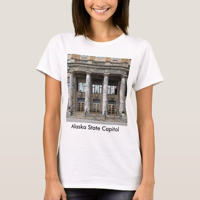 Camiseta Vista frontal del Capitolio estatal de Alaska en J (Anverso)