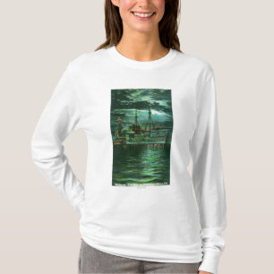 Camiseta Vista iluminada por la luna del hotel de la nave