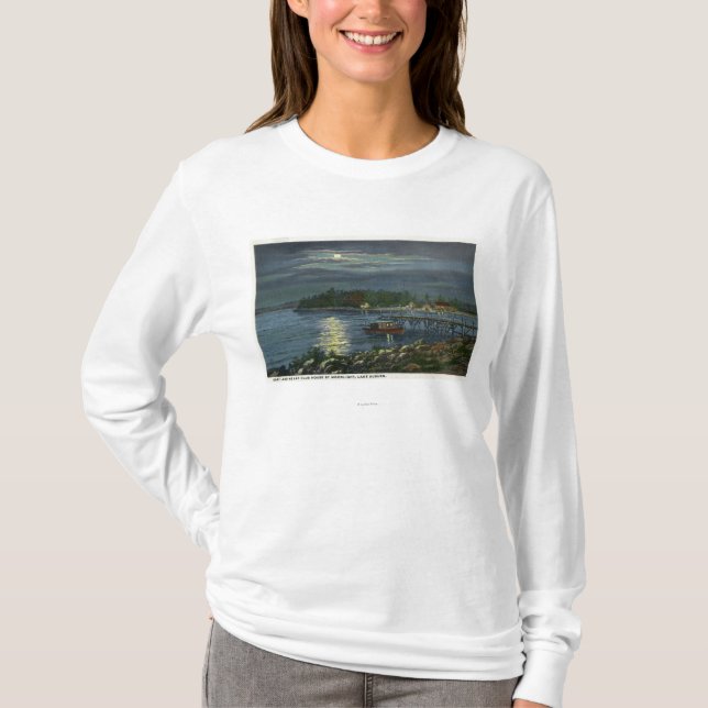 Camiseta Vista iluminada por la luna del lago, aterrizaje (Anverso)