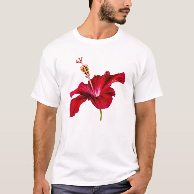 Camiseta Vista lateral de las flores rojas de Hibiscus (Anverso)