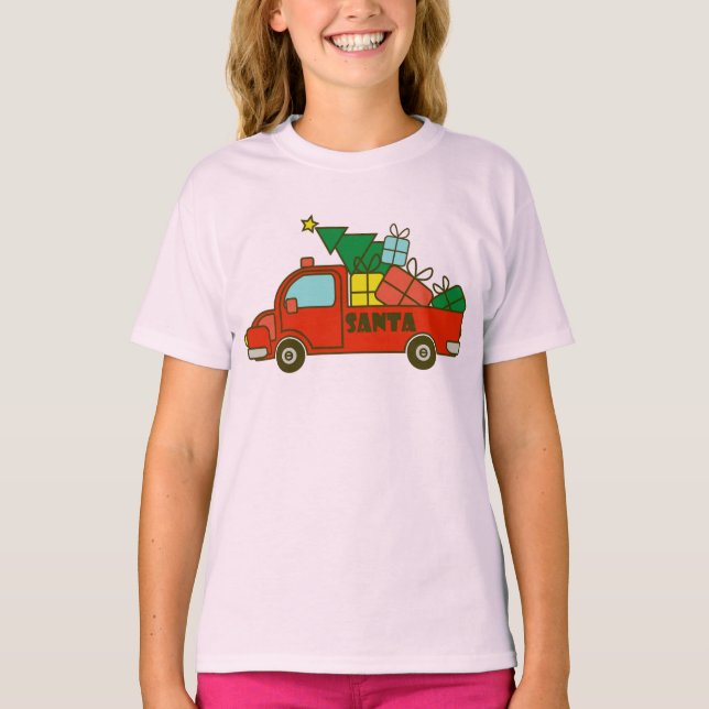 Camiseta Vista lateral del camión Santa Feliz Navidad (Anverso)