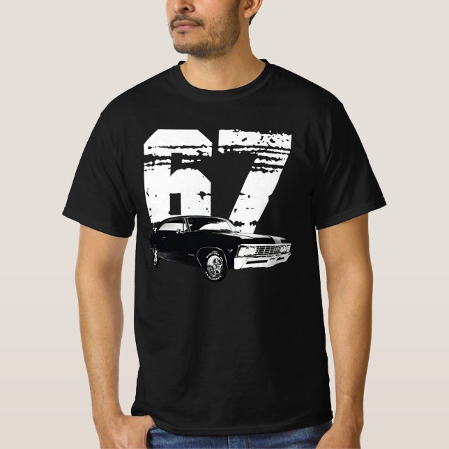 Camiseta Vista lateral delantera de Chevy Impala de 1967 (Anverso)
