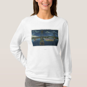 Camiseta Vista nocturna del puente de tráfico de Mid-Hudso