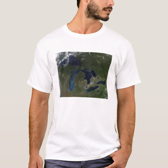 Camiseta Vista por satélite de los Grandes Lagos (Anverso)