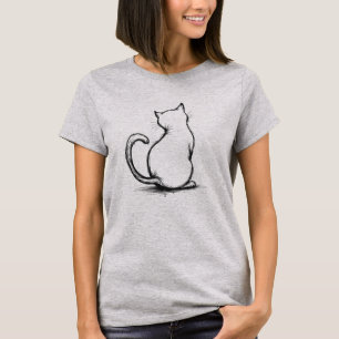 Camiseta Vista posterior Minimalista de gato barato
