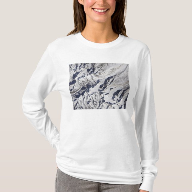 Camiseta Vista satelital de un glaciar del Himalaya (Anverso)
