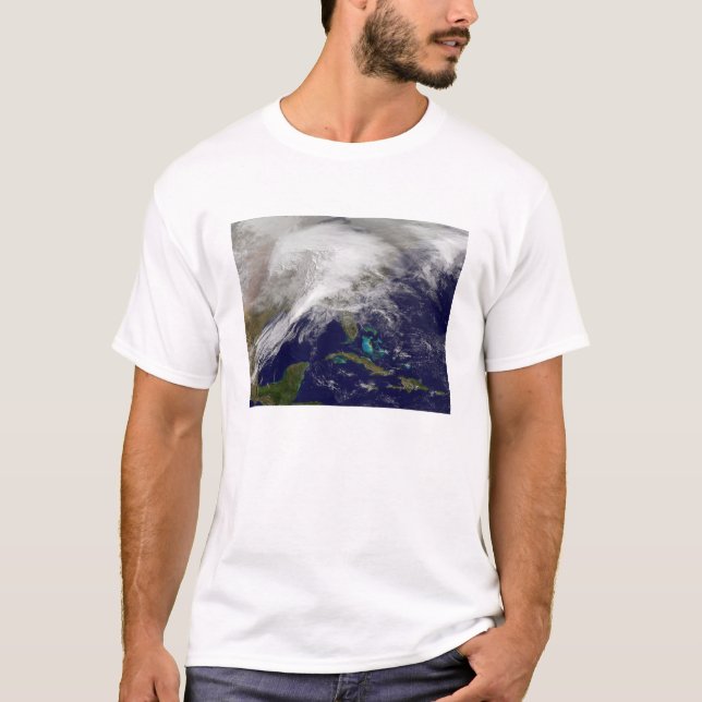 Camiseta Vista satelital de una enorme tormenta de invierno (Anverso)