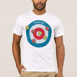 Camiseta vista superior de la casa curling y piedras curvad