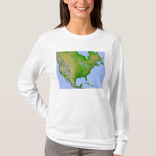 Camiseta Vista topográfica de América del Norte (Anverso)