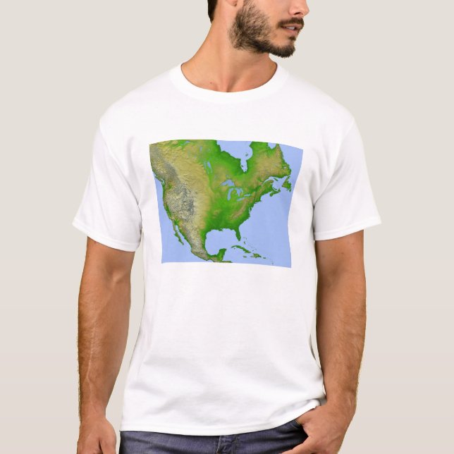 Camiseta Vista topográfica de América del Norte (Anverso)