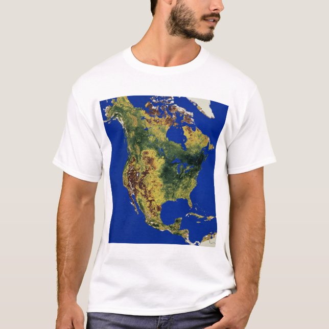 Camiseta Vista topográfica de América del Norte y Central (Anverso)