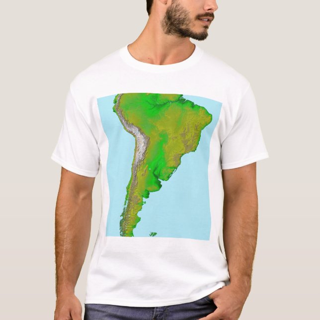Camiseta Vista topográfica de Sudamérica (Anverso)