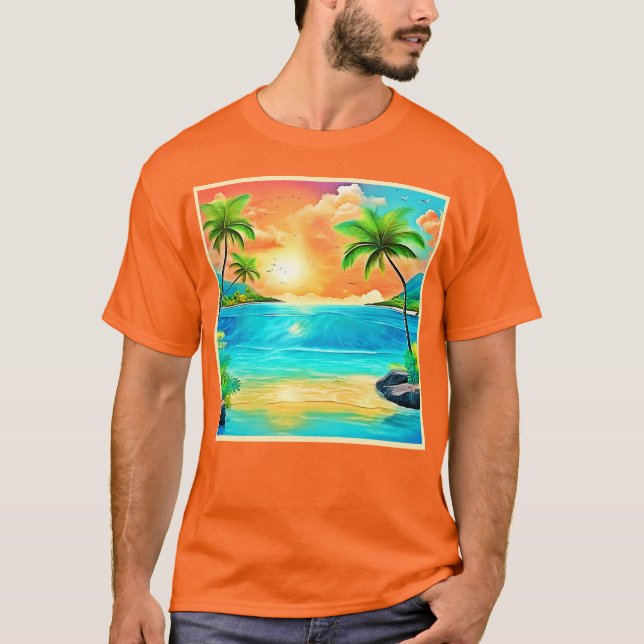 Camiseta Vista Tropical Sunset Paradise Beach (Anverso)