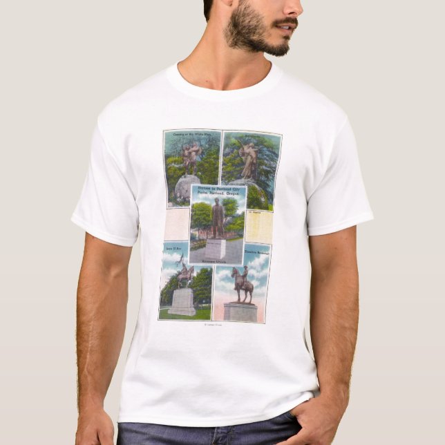 Camiseta Vistas de estatuas en parques de la ciudad de (Anverso)