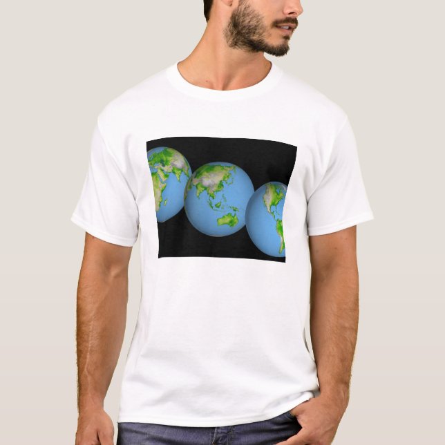 Camiseta Vistas topográficas del mundo (Anverso)