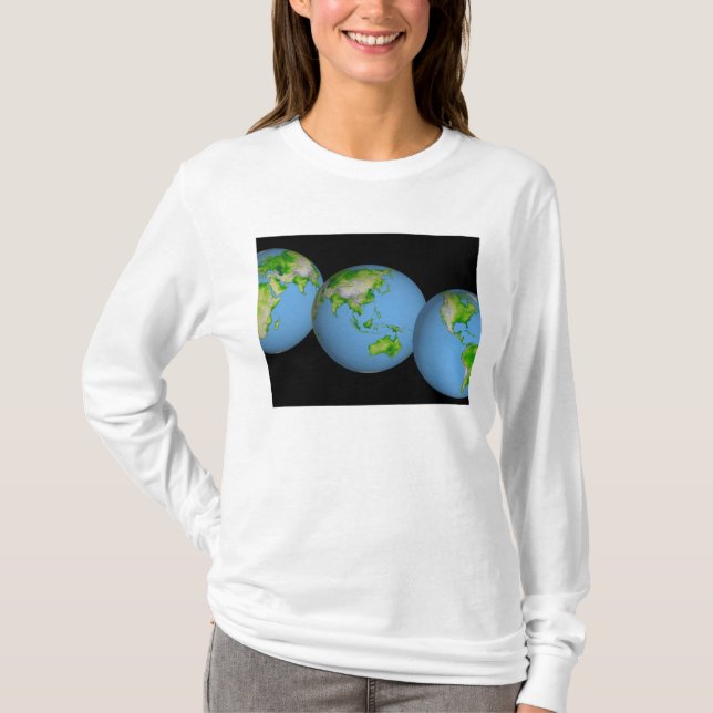 Camiseta Vistas topográficas del mundo (Anverso)