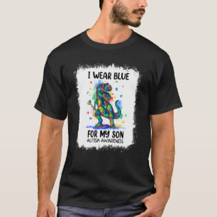 Camiseta Viste Azul Por Mi Hijo Rompecabezas De Dinosaurio