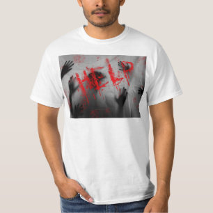 Camiseta visual grueso con tema de terror escalofriante de 