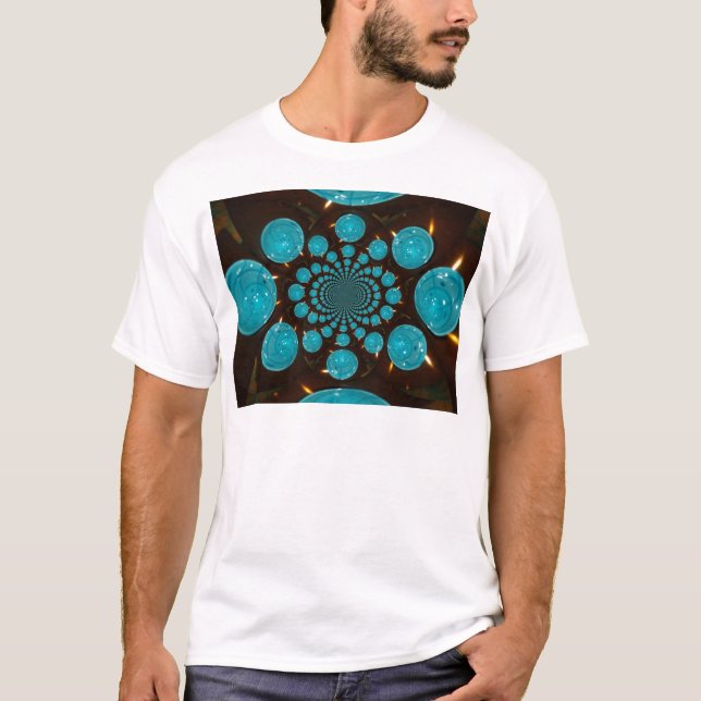 Camiseta Visualización ondulante de las luces cian Kaleidos (Anverso)
