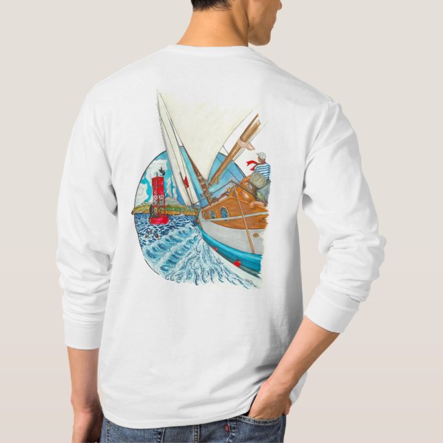 Camiseta Vito Dumas yate-T navegando en Port Townsend WA (Reverso)
