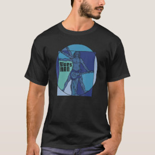 Camiseta Vitruviano: Hombre de azul jugando Gui con electri