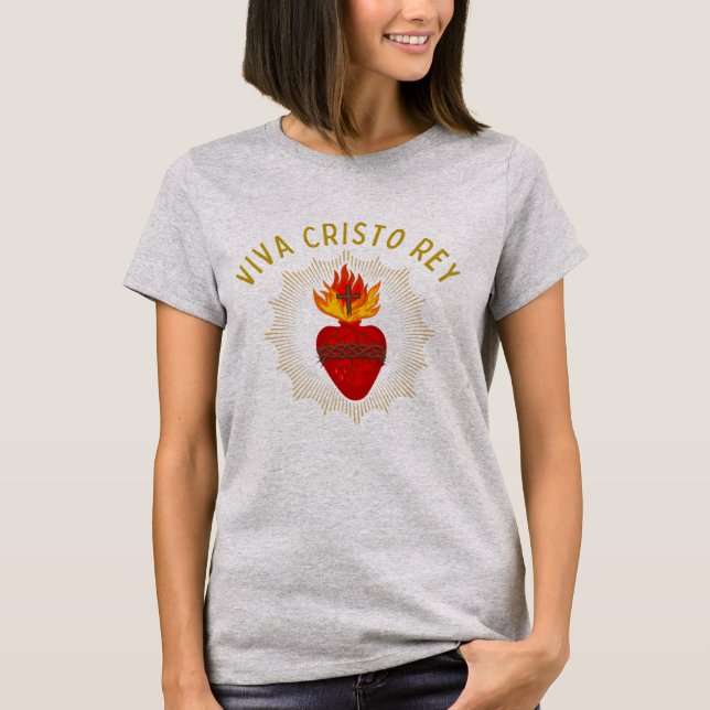 Camiseta Viva Cristo Rey Cristeros del Sagrado Corazón (Anverso)