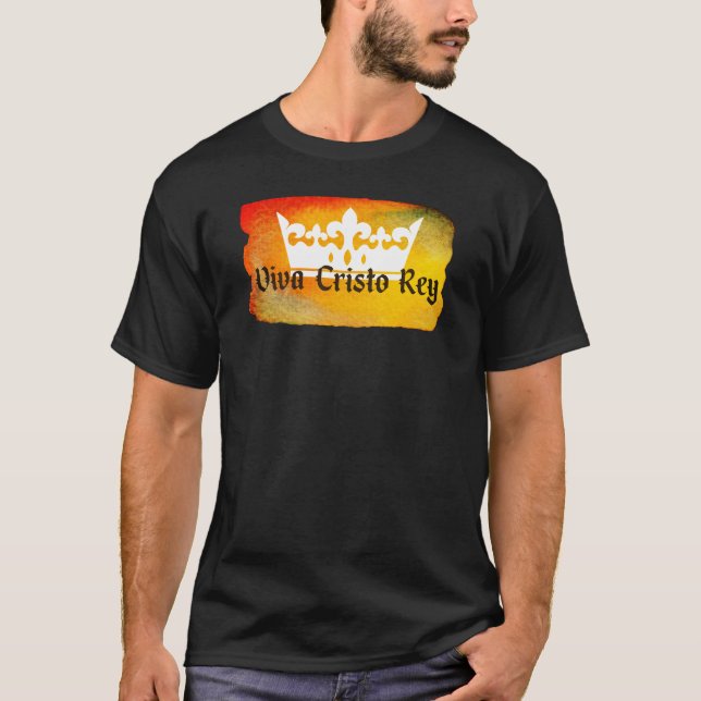 Camiseta Viva Cristo Rey Watercolor and Crown T-Shirt (Anverso)