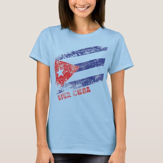 Camiseta Viva Cuba Flag Distressed (Anverso)