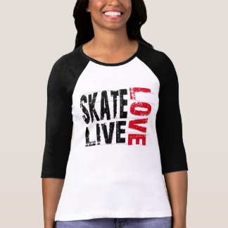 Camiseta viva del amor del patín de las mujeres