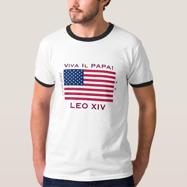 Camiseta Viva Il Papa Papa LEO XIV Ringer T-Shirt (Anverso)
