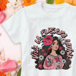 Camiseta Viva la Fuerza latina Boho Floral Mujer
