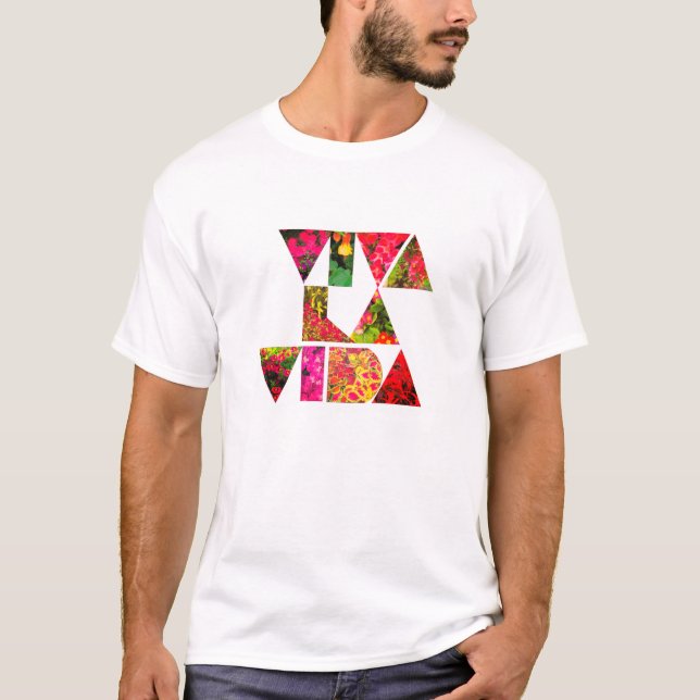 Camiseta VIVA LA VIDA Letras florales blancas (Anverso)