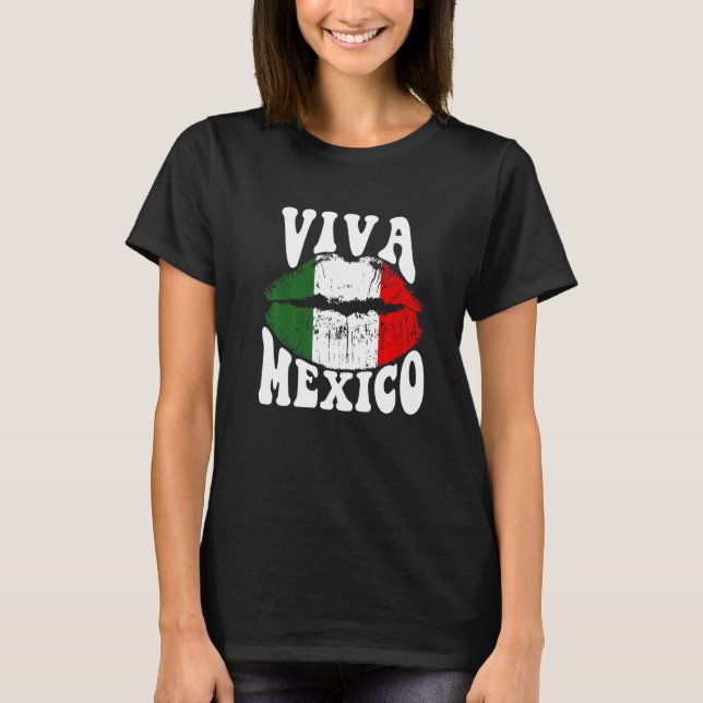 Camiseta Viva México Bandera mexicana levanta a Latino Mara (Anverso)