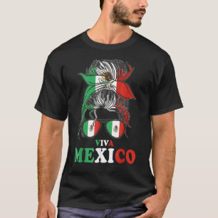 Camiseta Viva México desordenado bollo bandera mexicana Cin