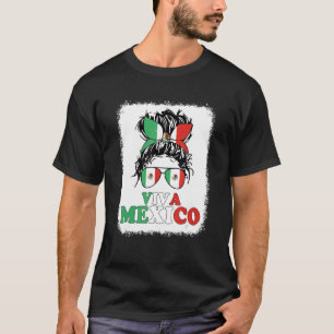 Camiseta Viva México desordenado bollo bandera mexicana Cin
