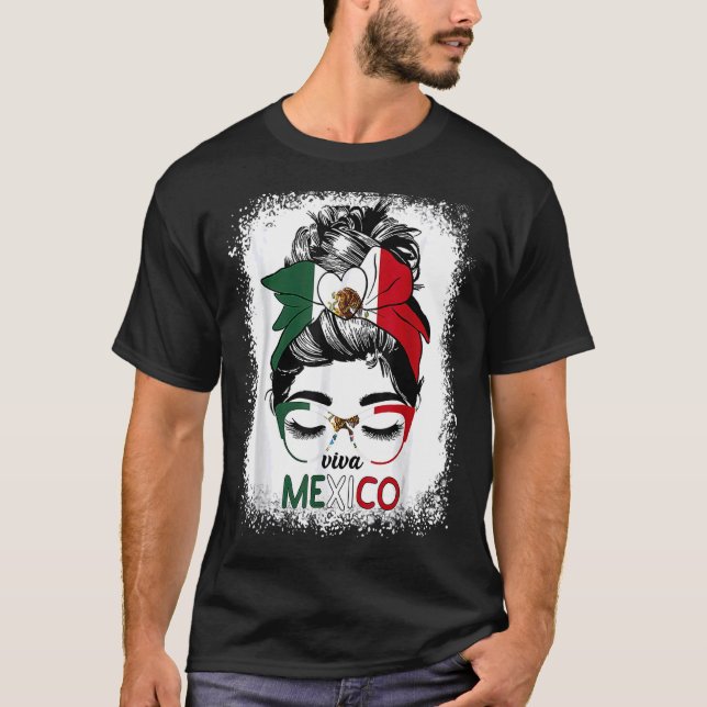 Camiseta Viva México desordenado cabello de un pellejo band (Anverso)