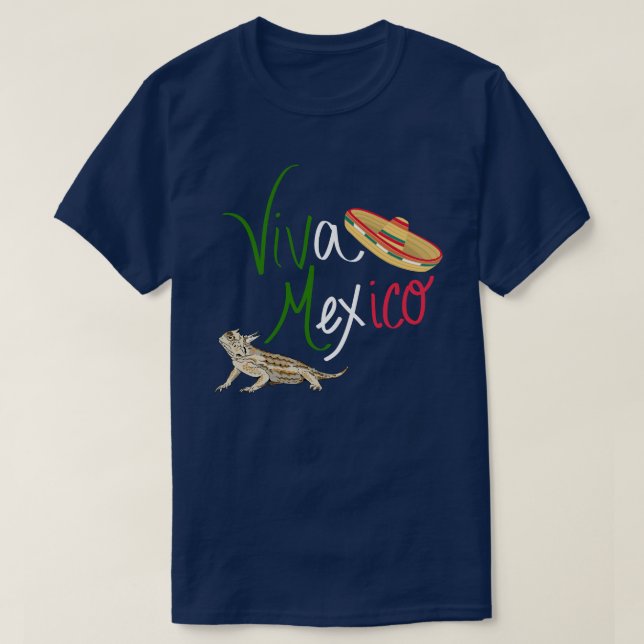 Camiseta Viva México Lagarto Cornudo Mexicano (Diseño del anverso)